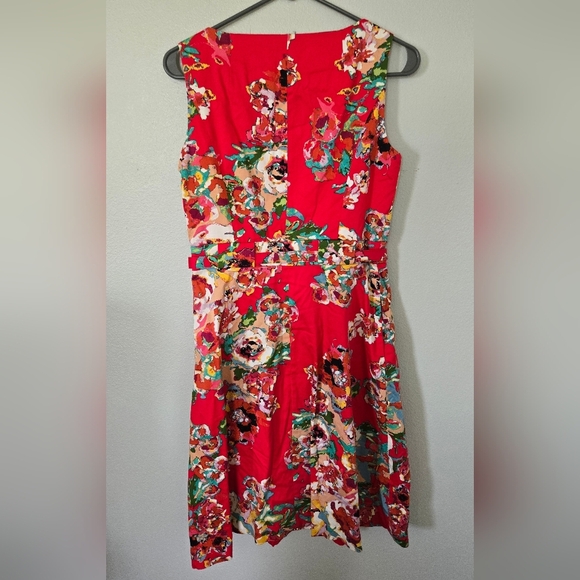 Adrianna Papell Red Floral Dress Size 6 - Picture 2 of 8